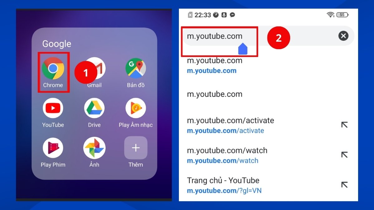 Truy cập YouTube bằng trình duyệt Chrome để học làm sao để vừa nghe youtube vừa lướt web.
