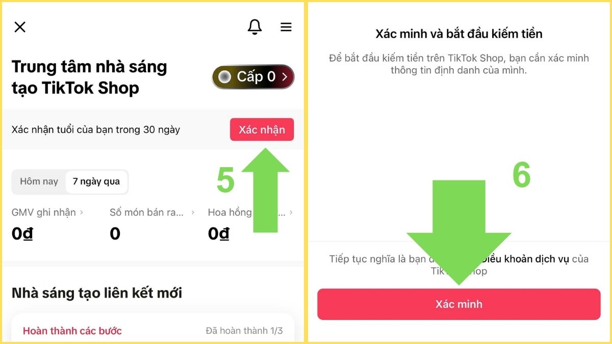Thực hiện xác nhận độ tuổi trong các bước cách xác minh tài khoản TikTok Shop.