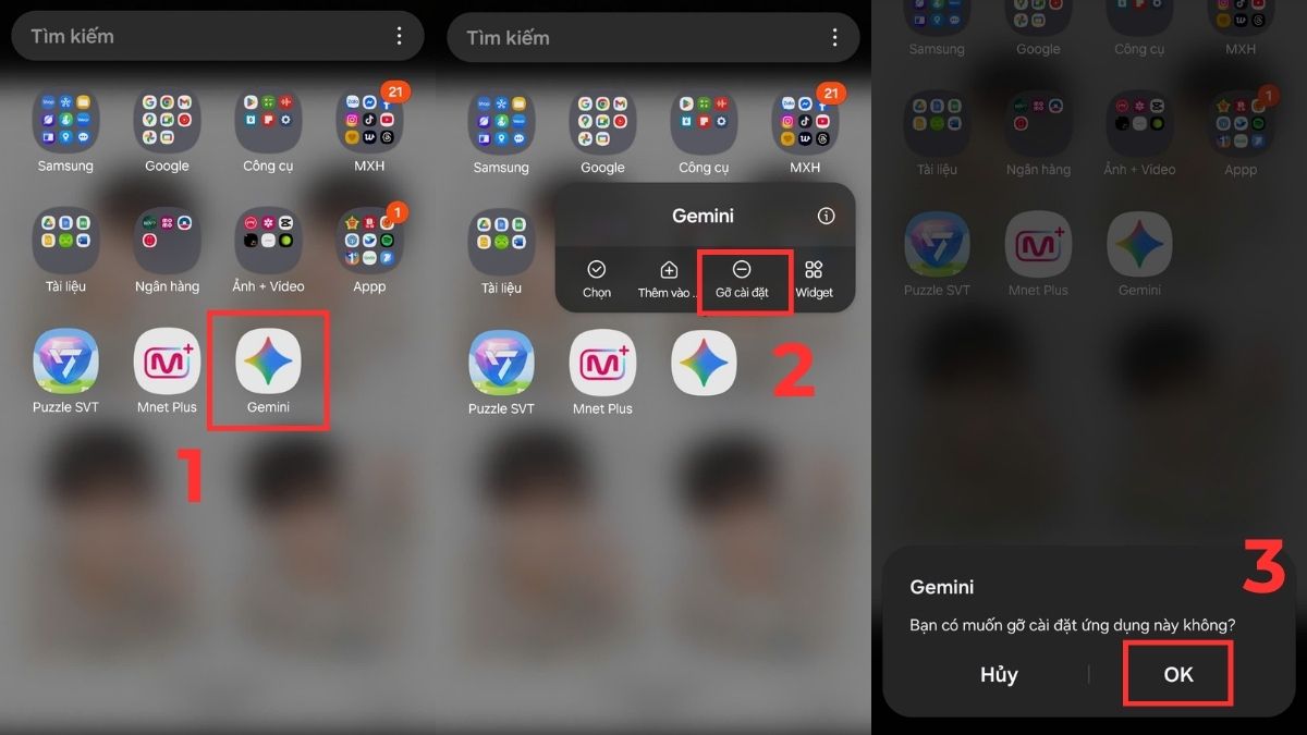 cách xoá ứng dụng trên điện thoại samsung nhanh nhất, chọn Gỡ cài đặt để gỡ bỏ ứng dụng, cách xoá app android