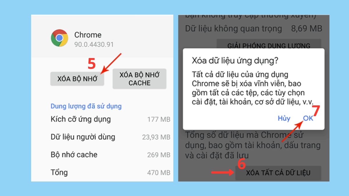 Xác nhận xóa dữ liệu khi thực hiện cách xóa tất cả dữ liệu trên điện thoại Samsung.