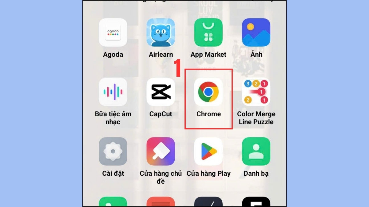 Mở trình duyệt Chrome trên Android để thực hiện cách xử lý khi điện thoại bị nhiễm virus.