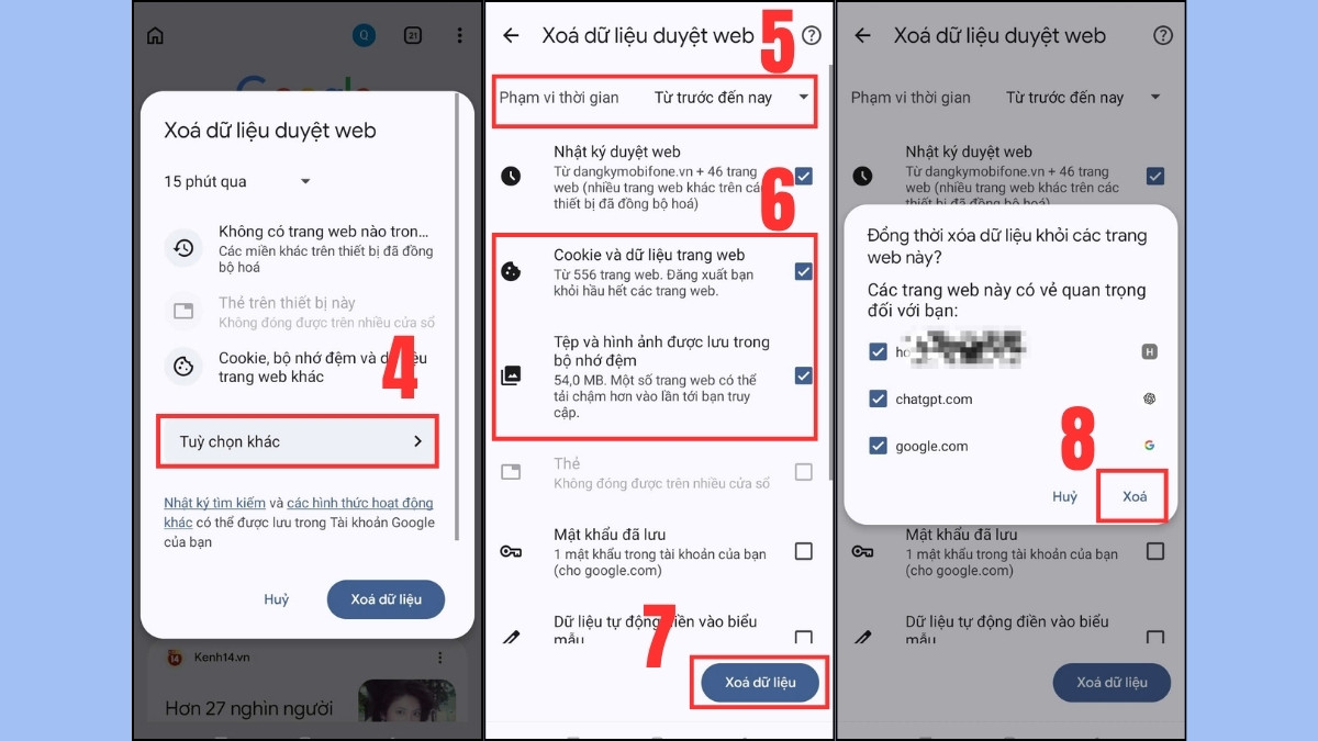 Thiết lập phạm vi thời gian và xóa dữ liệu, cách xử lý khi điện thoại bị nhiễm virus.