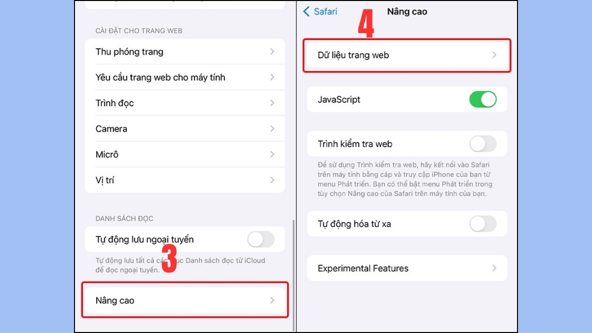 Mở tùy chọn Nâng cao và Dữ liệu trang web, cách xử lý khi điện thoại bị nhiễm mã độc.
