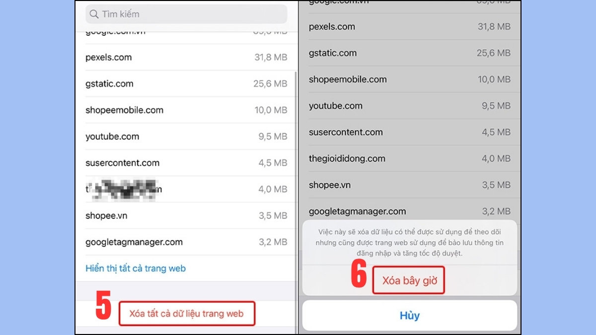 Xóa tất cả dữ liệu trang web trên Safari, cách xử lý điện thoại bị nhiễm virus iOS.