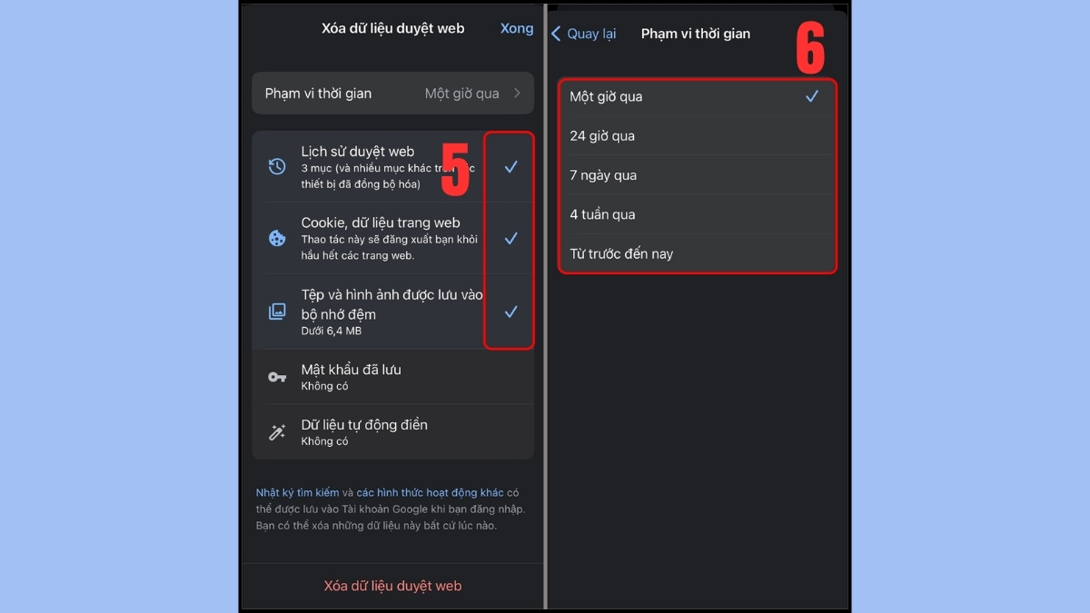 Chọn loại dữ liệu cần xóa trên Chrome, cách xử lý điện thoại bị nhiễm virus hiệu quả.
