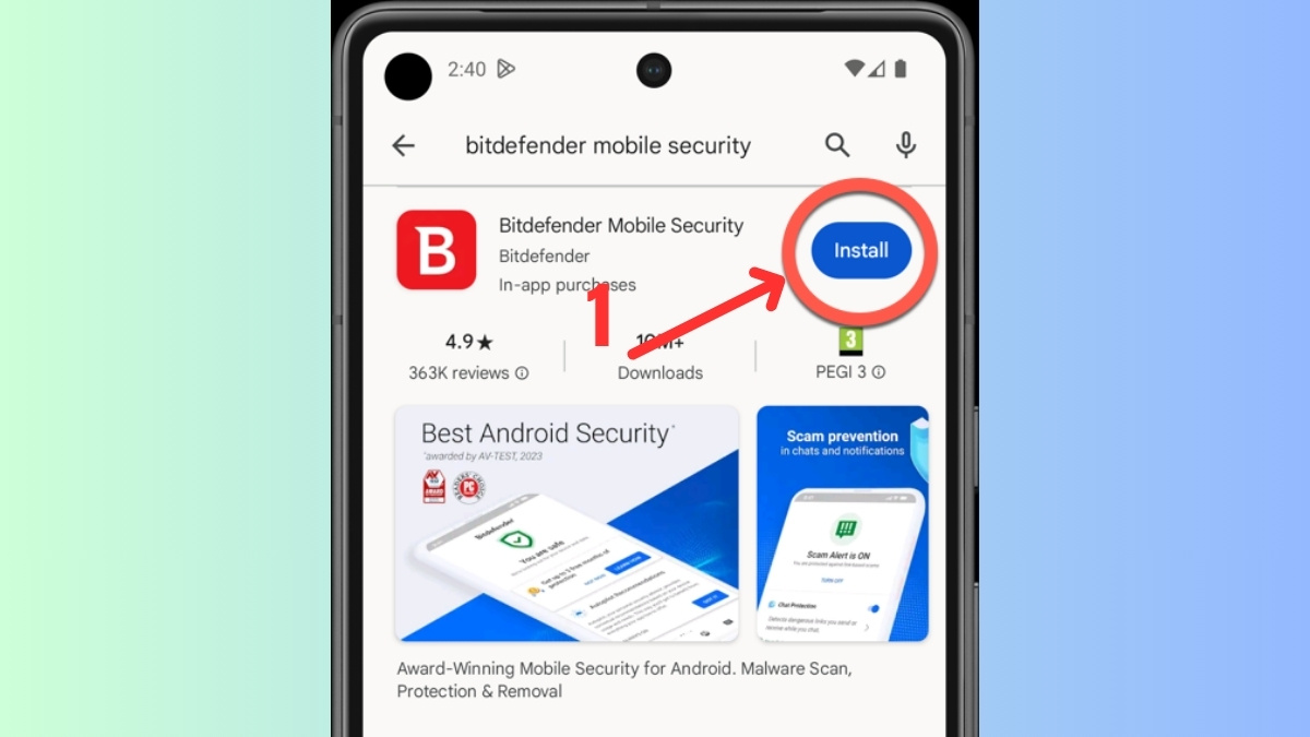 Cài đặt Bitdefender Mobile Security, cách xử lý điện thoại nhiễm virus bằng phần mềm chuyên dụng.