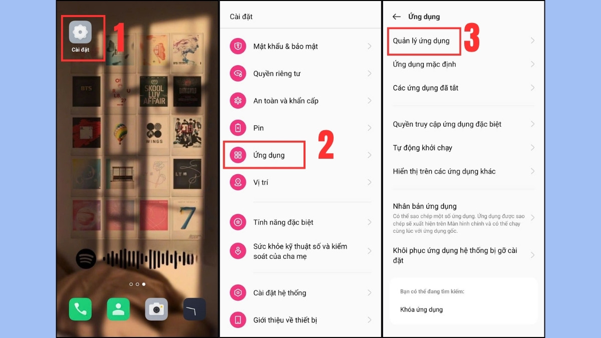 Các bước truy cập quản lý ứng dụng, cách xử lý khi điện thoại bị nhiễm virus trên Android.