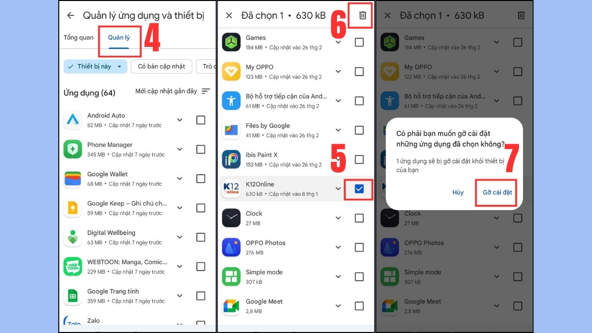 Gỡ bỏ ứng dụng lạ hàng loạt trên cửa hàng, cách xử lý khi điện thoại bị nhiễm mã độc.