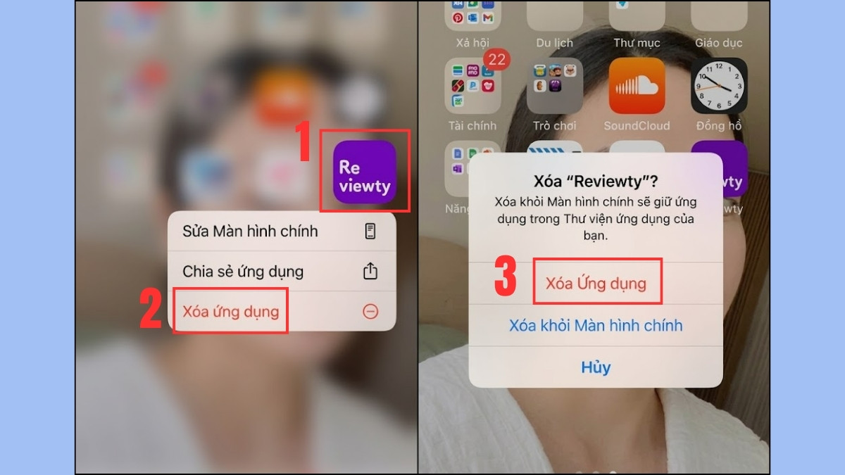 Xóa ứng dụng trực tiếp từ màn hình chính, điện thoại bị nhiễm virus cách khắc phục trên iPhone.