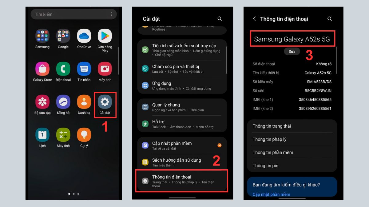 Các bước trong cài đặt để thực hiện cách xem tên điện thoại samsung chính xác nhất.