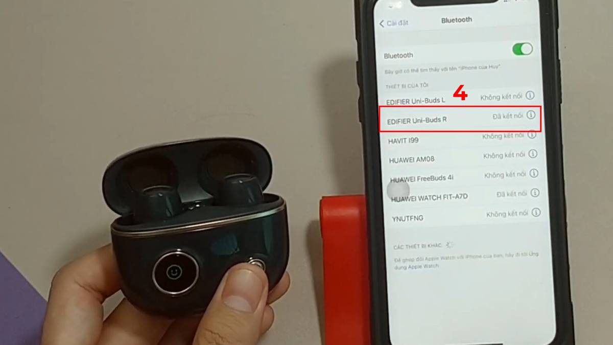 Trạng thái đã kết nối sau khi thực hiện cách kết nối tai nghe bluetooth edifier.