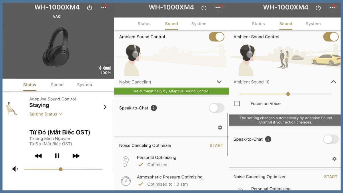 Tùy chỉnh âm thanh trên ứng dụng Sony Headphones Connect sau khi kết nối tai nghe sony.