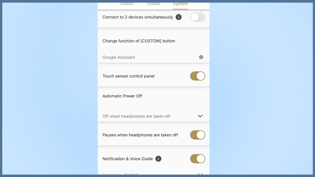 Thiết lập các tính năng thông minh trong App sau khi kết nối tai nghe sony thành công.