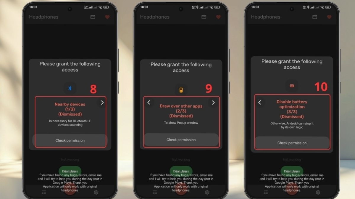 Cấp quyền cho ứng dụng để theo dõi làm sao để biết tai nghe bluetooth đầy pin.
