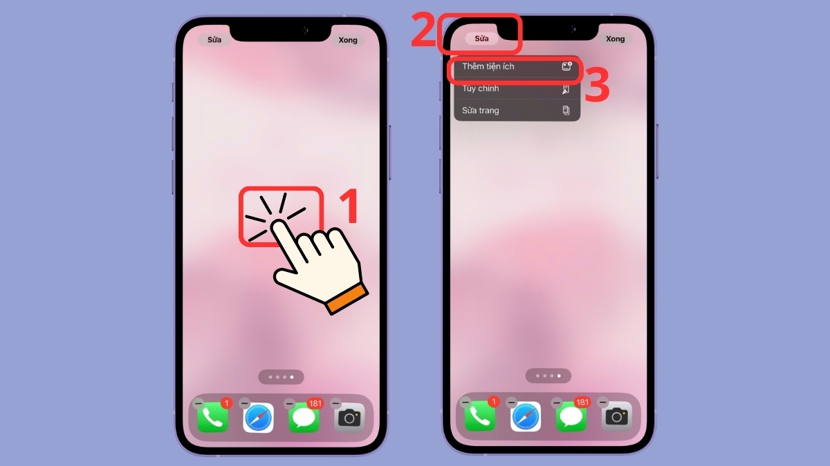 Thêm tiện ích Pin để thực hiện cách nhận biết tai nghe bluetooth đầy pin trên iPhone.