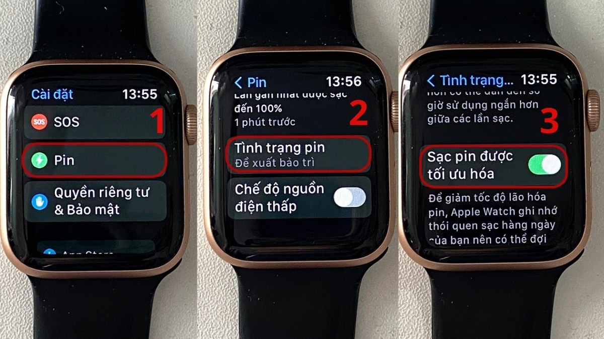 Bật Sạc pin tối ưu là cách tiết kiệm pin apple watch bền bỉ nhất.