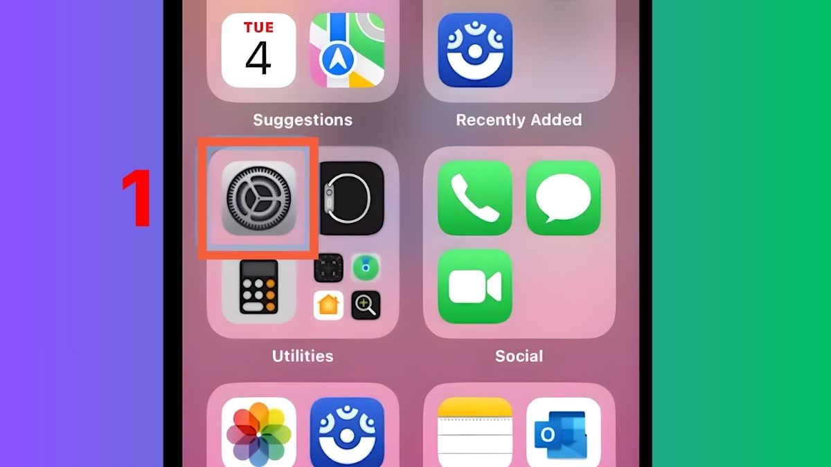 Bước 1: Màn hình Cài đặt, truy cập khu vực thiết lập để sửa lỗi camera iPhone 15 Pro Max bị mờ.