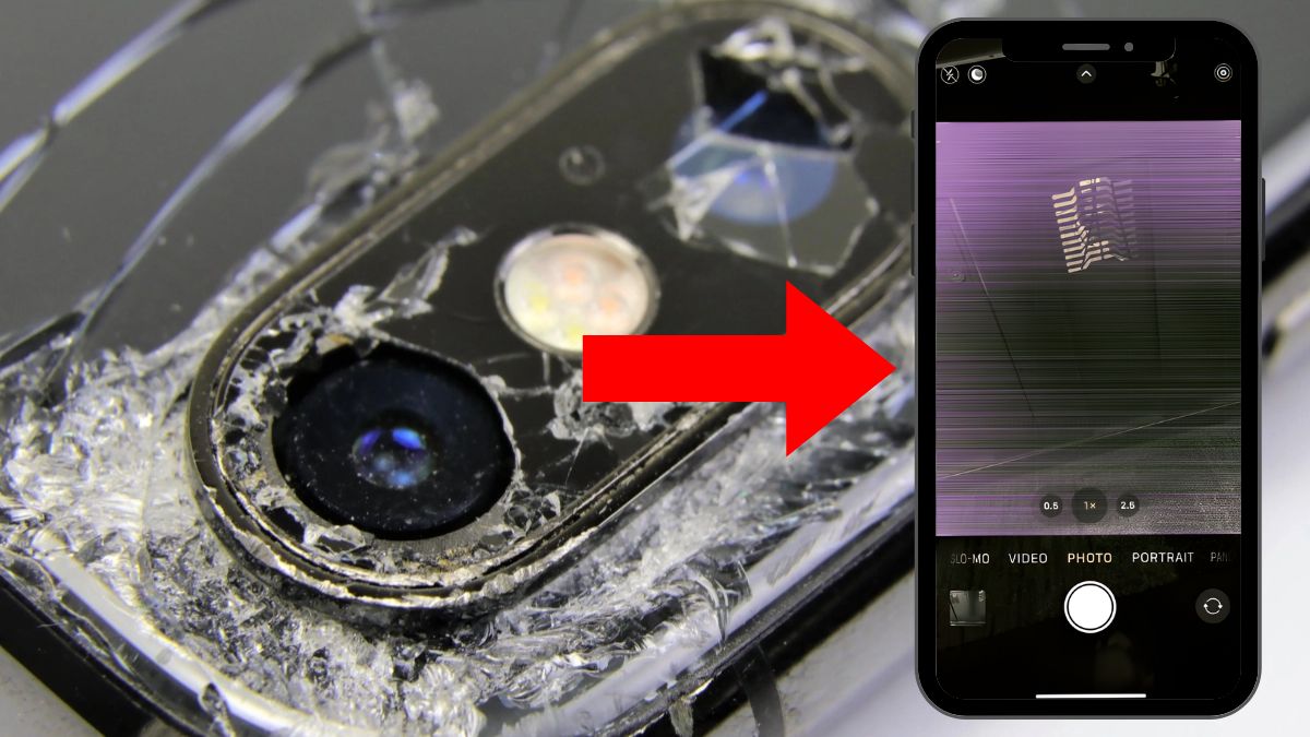 Lỗi ống kính do va đập, nứt vỡ khiến ảnh bị sọc và camera iPhone bị mờ.