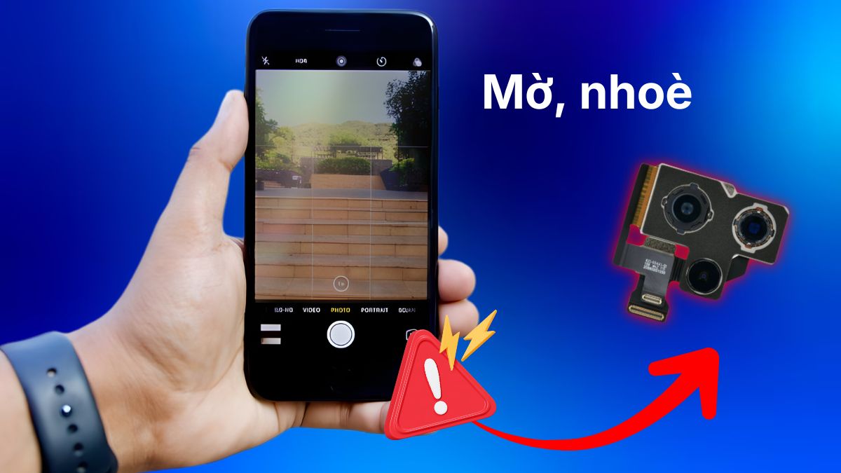 Lỗi mainboard khiến ảnh bị mờ, nhòe và camera iPhone bị đốm mờ không thể khắc phục bằng cách vệ sinh.