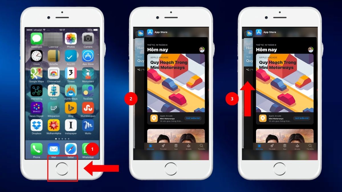Cách khắc phục camera iPhone bị mờ bằng cách tắt các ứng dụng chạy ngầm trên iPhone có nút Home.