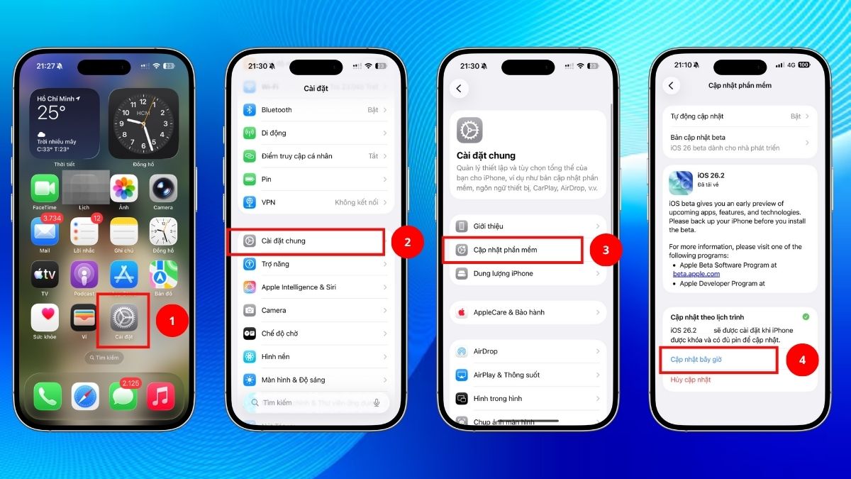 Cập nhật iOS mới nhất là giải pháp giúp sửa lỗi và hạn chế camera iPhone bị đốm mờ.