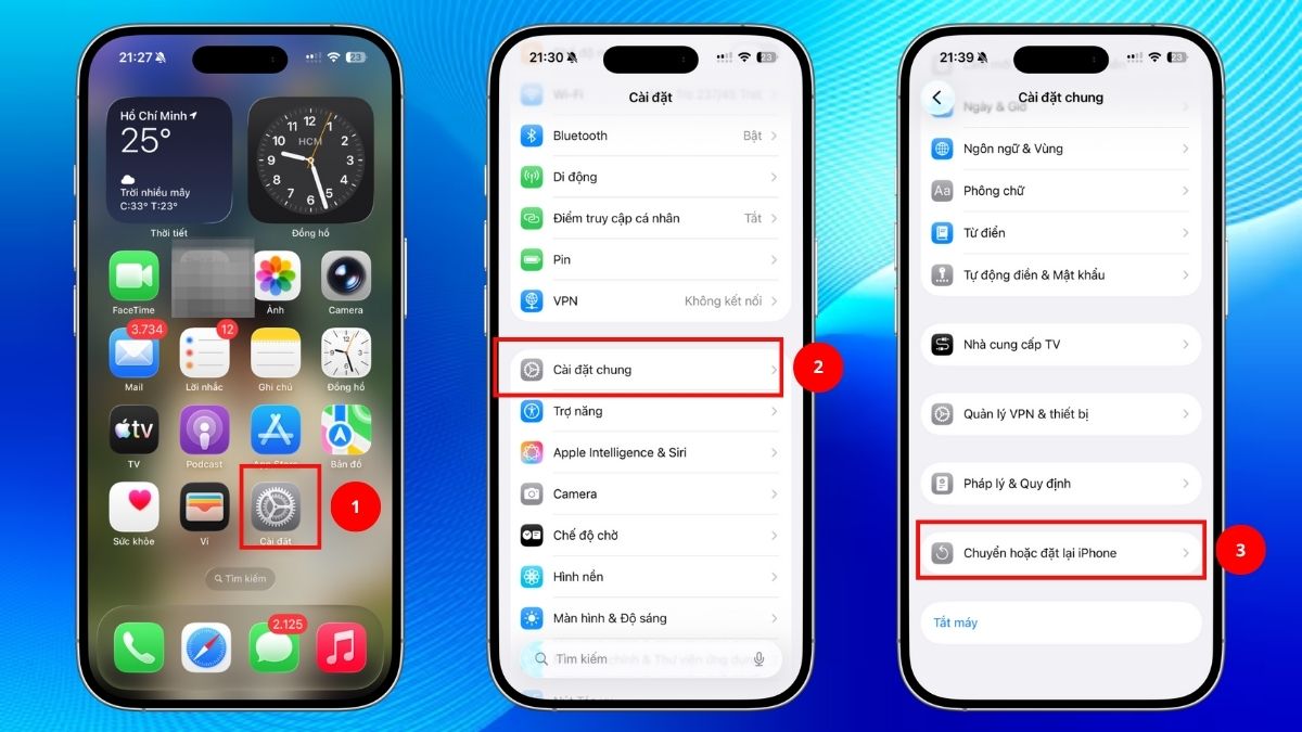 Khôi phục cài đặt gốc để khắc phục camera iPhone bị mờ từ lỗi phần mềm.
