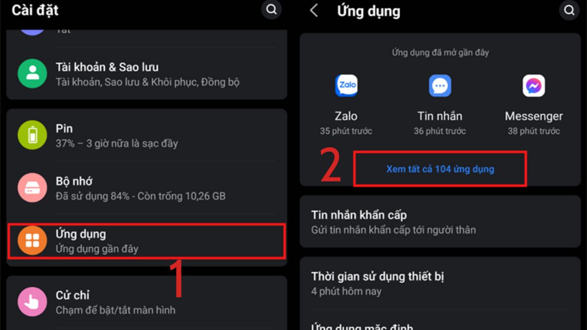 Mở danh sách tất cả ứng dụng để tìm lại CH Play bị mất