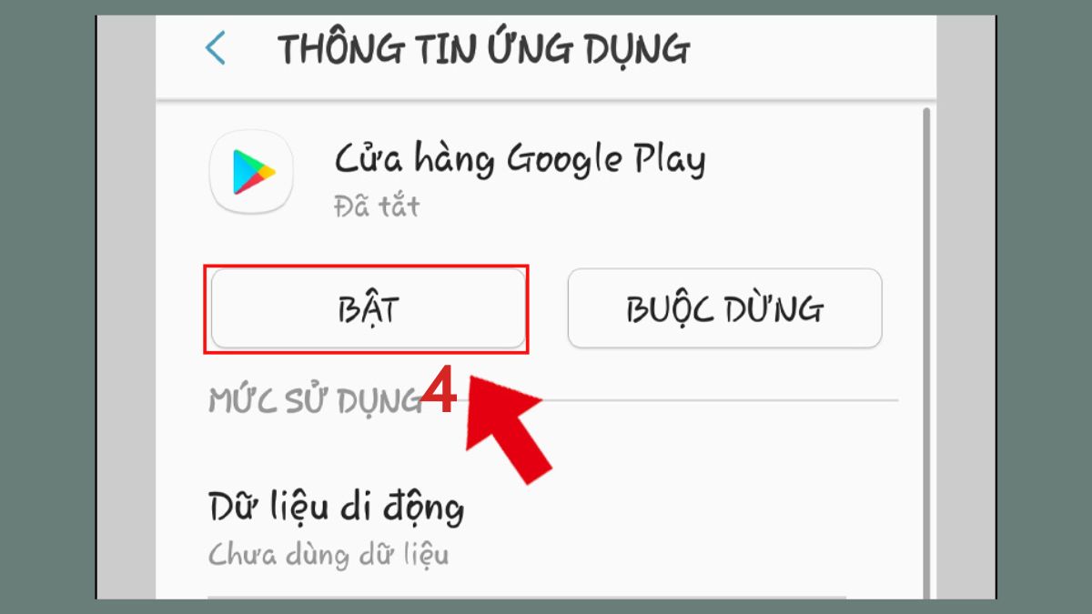 Nhấn BẬT để khôi phục ứng dụng bị ẩn Cửa hàng Google Play