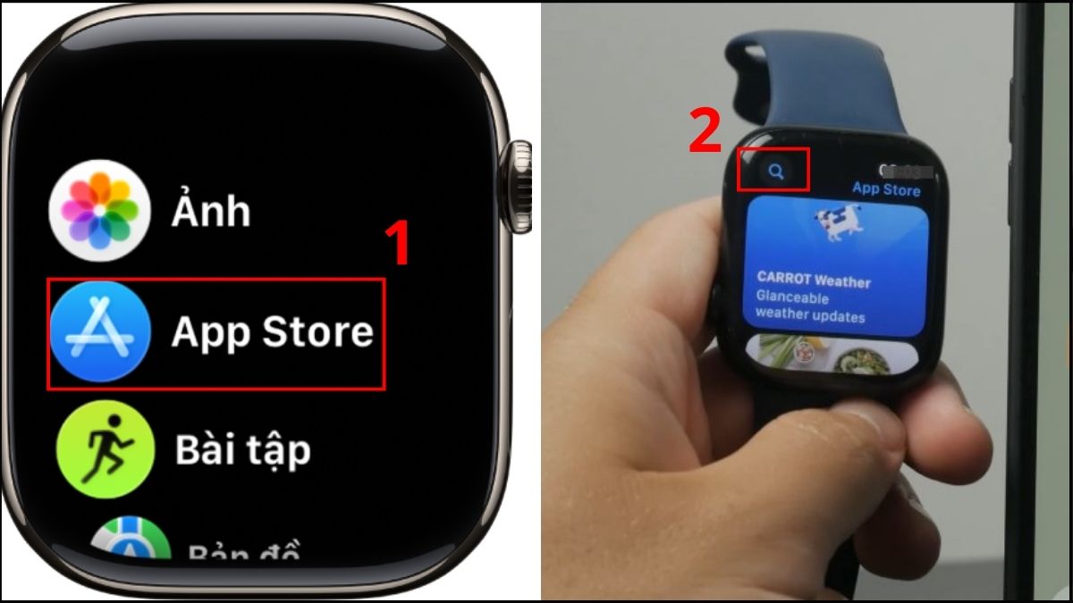 Truy cập App Store để thực hiện cách tải game trên Apple Watch trực tiếp vô cùng đơn giản.