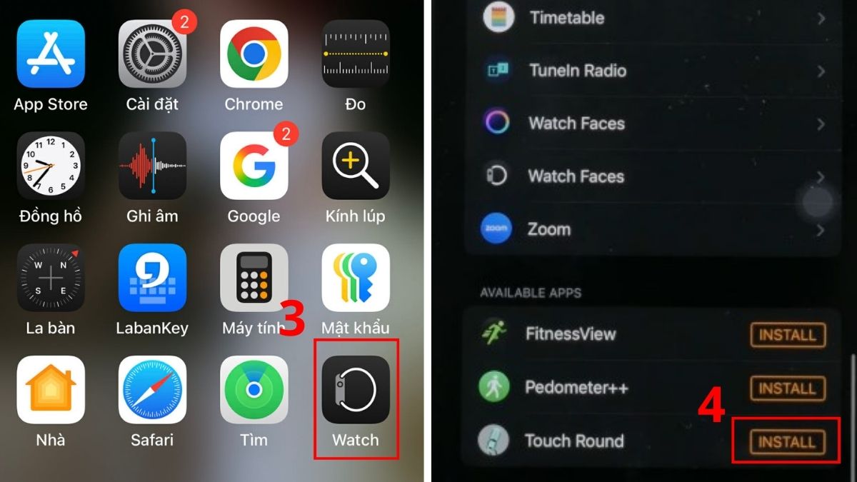 Sử dụng ứng dụng Watch trên iPhone để cài đặt game trên Apple Watch và đồng bộ dữ liệu nhanh.