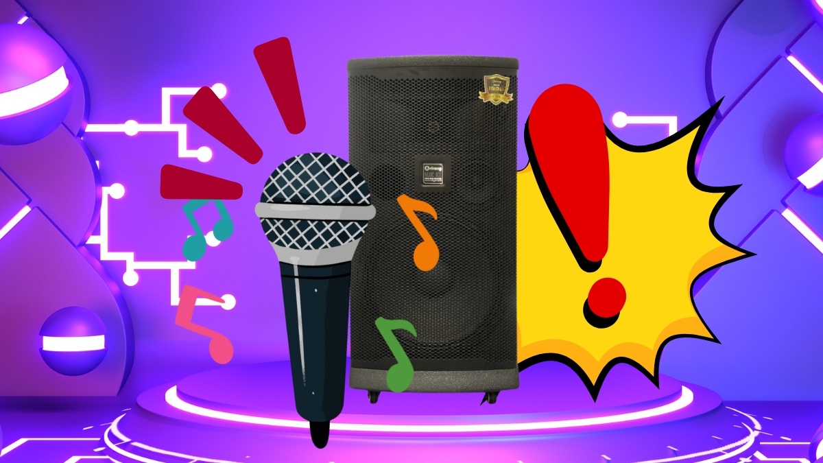 Giữ khoảng cách micro và loa an toàn để áp dụng cách chỉnh loa kẹo kéo Arirang tốt nhất.