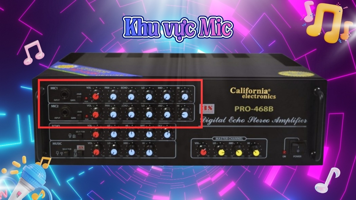 Hệ thống nút vặn tại khu vực Mic giúp thực hiện cách chỉnh loa Arirang chuẩn.