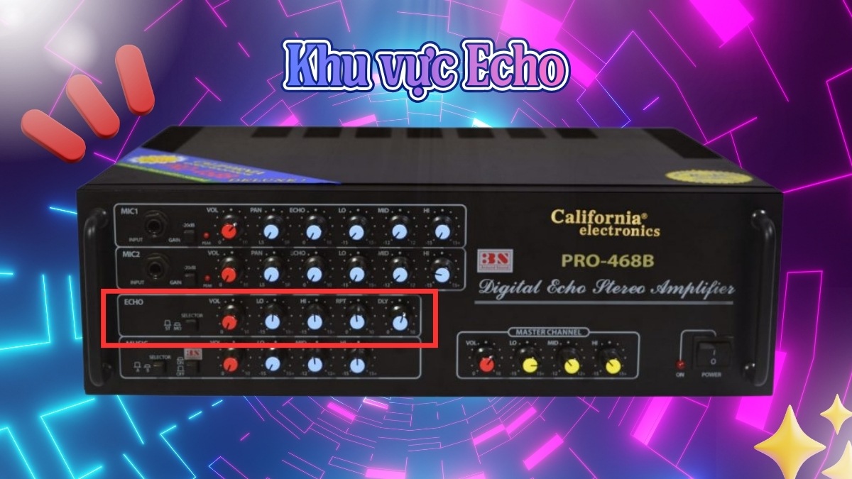 Điều chỉnh Echo, Repeat và Delay là bước quan trọng trong cách chỉnh loa kẹo kéo Arirang.