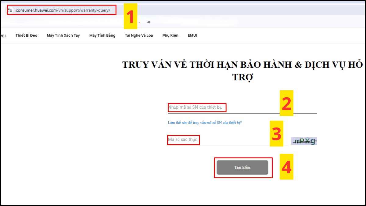 Giao diện website chính thức của hãng để tra cứu bảo hành Honor trực tuyến.