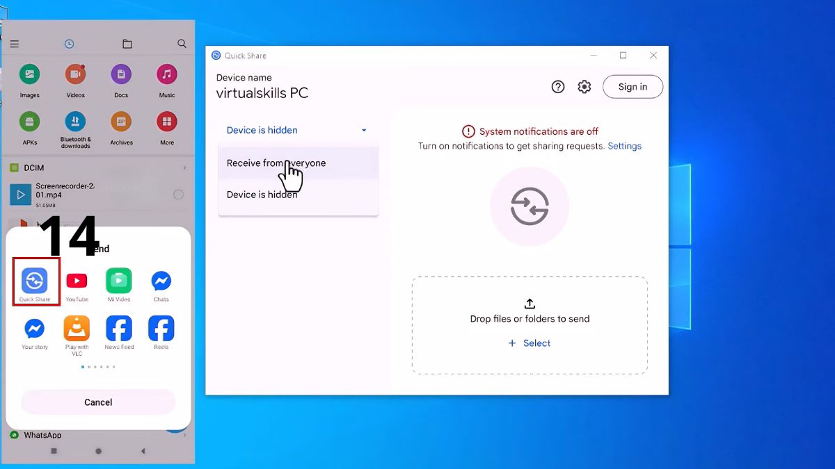 Chọn tên máy tính để truyền file qua chia sẻ lân cận pc và chia sẻ lân cận là gì.
