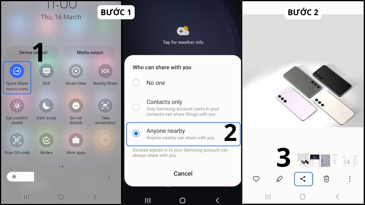 Giao diện cài đặt chia sẻ lân cận là gì và chia sẻ lân cận cho android.