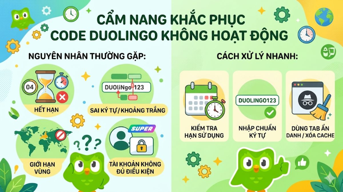 Cẩm nang xử lý lỗi và khắc phục khi nhập code duolingo không hoạt động