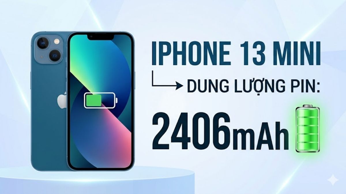 Thông số dung lượng pin iPhone 13 mini chính xác đạt mức 2.406 mAh từ Apple.