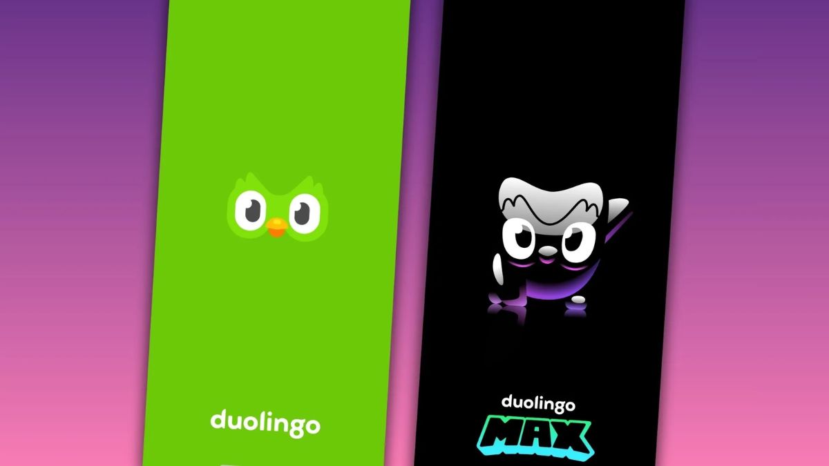 So sánh biểu tượng ứng dụng Duolingo thường và phiên bản duolingo max giá trị cao cấp.
