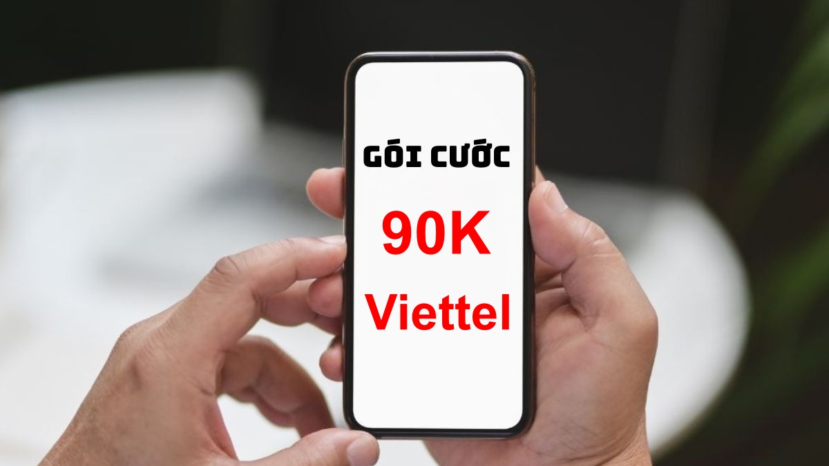 Màn hình điện thoại hiển thị chữ Gói Cước 90K Viettel, nhắc nhở người dùng tiết kiệm gói cước dữ liệu.