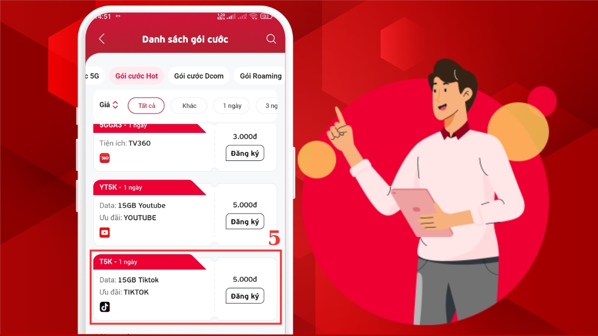 Tìm và chọn gói cước phù hợp xem TikTok trong danh sách gói cước mạng di động Viettel