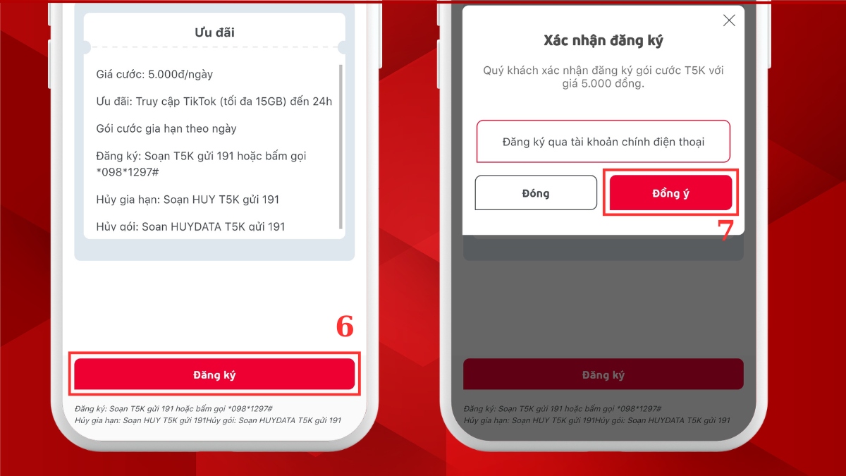 Nhấn Đăng ký gói cước tiktok viettel để hoàn tất