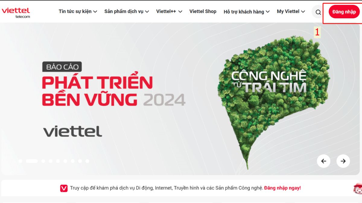 Đăng nhập website Viettel để đăng ký gói V120 Viettel chính thức.