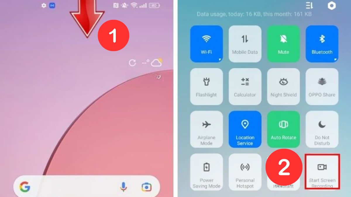 cách ghi âm điện thoại oppo bằng tính năng ghi hình màn hình có sẵn trong thanh công cụ