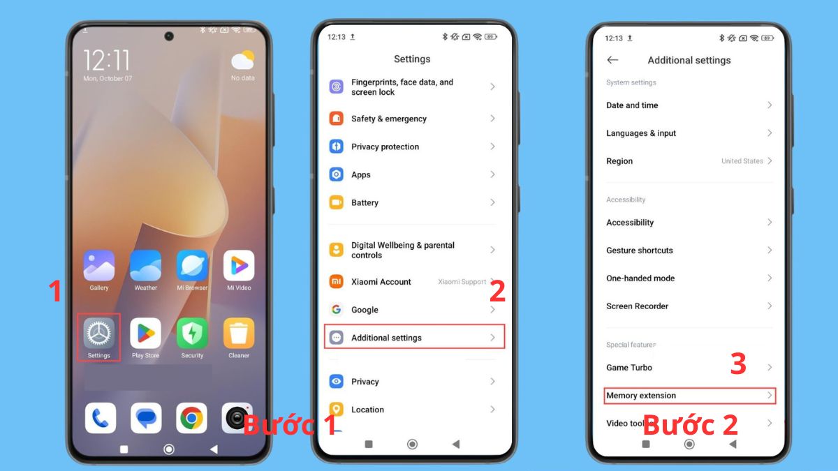 Các bước truy cập cài đặt mở rộng bộ nhớ giúp giải phóng RAM Android