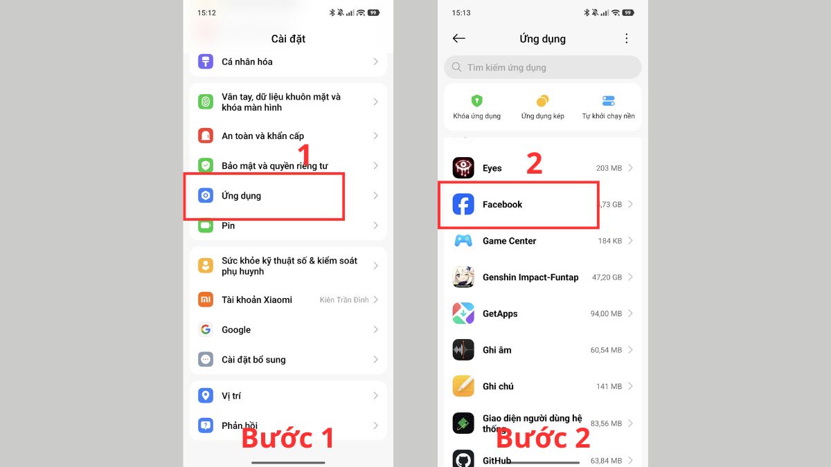 Truy cập quản lý ứng dụng để thực hiện cách giải phóng RAM Android