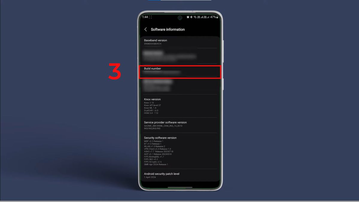 Nhấn liên tục vào Build number để mở quyền nhà phát triển hạ cấp Android.