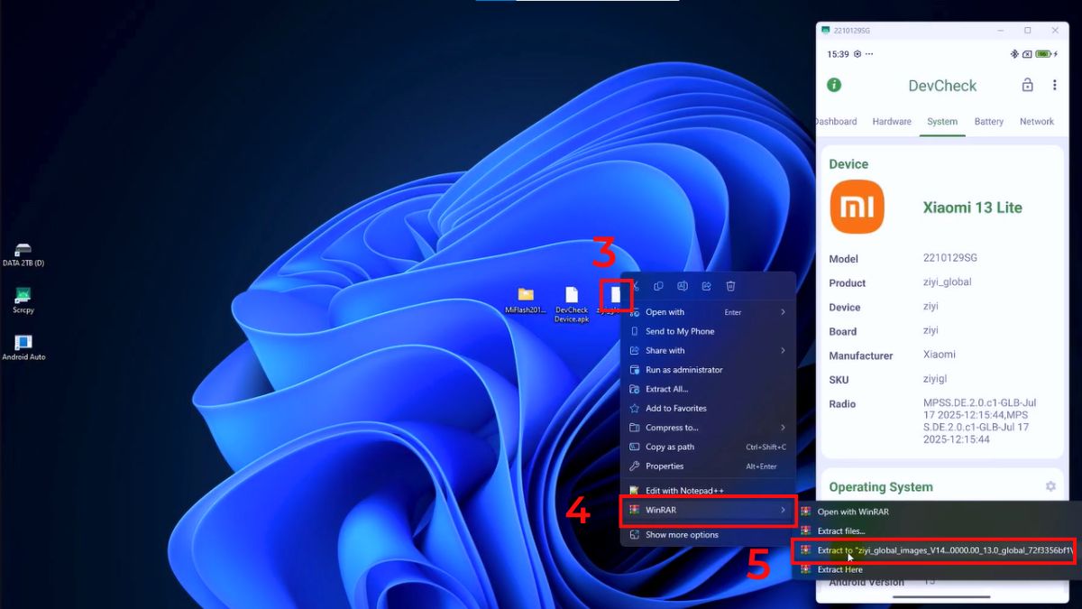 Giải nén tập tin ROM để lấy dữ liệu phục vụ cách hạ cấp Android.