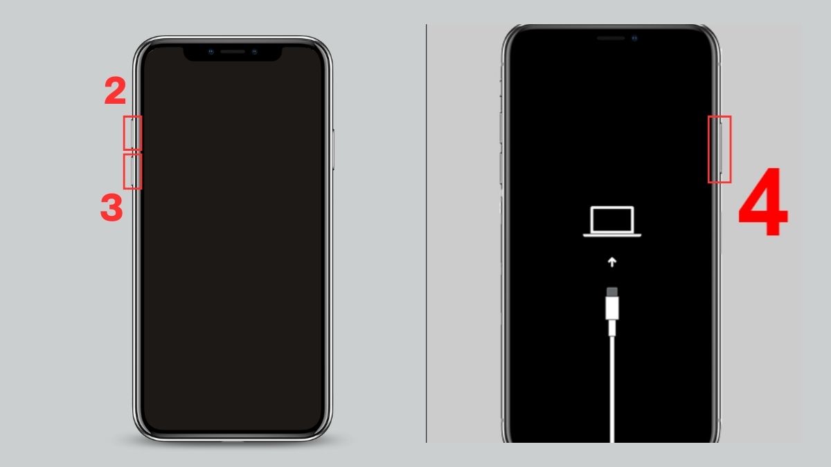 Thao tác nhấn nút tăng âm lượng, bước đầu tiên để ép máy khởi động lại (Force Restart).
