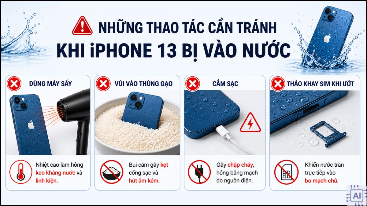 Sai lầm cần tránh khi xử lý iphone 13 có chống nước không.